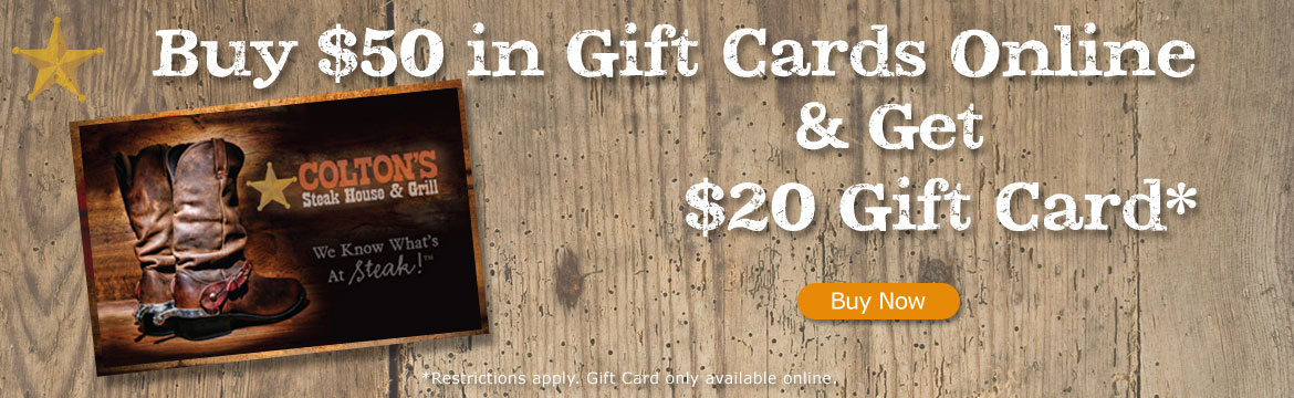 Buy $50 in Gift Cards online and Get $20 Gift Card Buy $50 Get $20