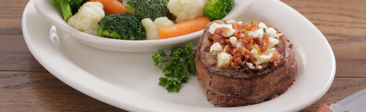 Feta & Bacon topped Filet (available at participating locations) Feta & Bacon topped Filet (available at participating locations)